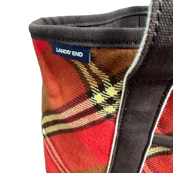 Lands End Tote Bag Red Brown Retired‎ Pattern Very Good Condition Pockets - Picture 3 of 13